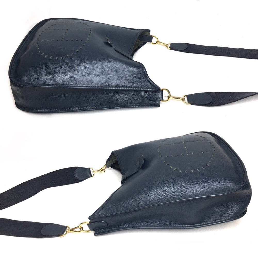 Authentic HERMES Evelyne GM crossbody bag Indigo navy leather - Picture 15 of 16